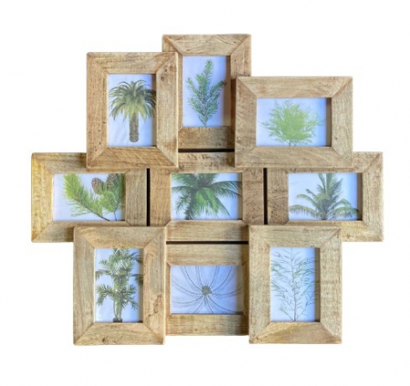 FRAME WOODEN COLLAGE BROWN 69X60