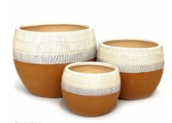 CERAMIC PLANTER 2TONE TERACOTTA S