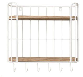 IRON/WOOD DOUBLE WHITE SHELF 60X28X69