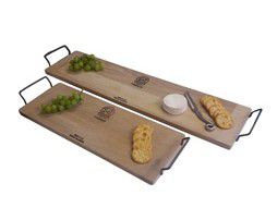 PLATTER OAK IRON HANDLE L