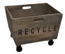 BOX ON WHEELS WOOD 'RECYCLE' NAT 49X37X37