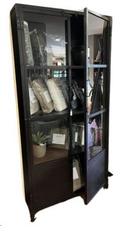 CABINET GLASS/METAL 2 DOOR BLACK 90X40X190