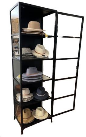 CABINET GLASS/METAL ALMIRAH BLACK 62X44X200