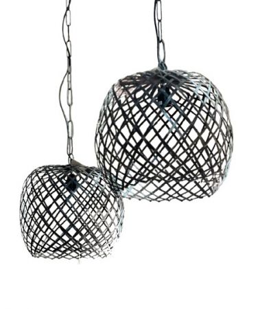 LIGHT PENDANT METAL BLACK GRID 35X38X36