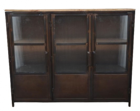 CABINET IRON/GLASS BLACK 122X31X98