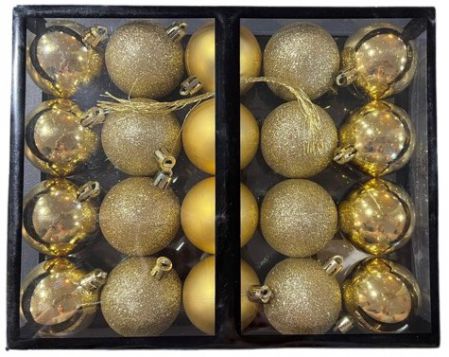 XMAS BALLS GOLD 20PCS 5CM DIA