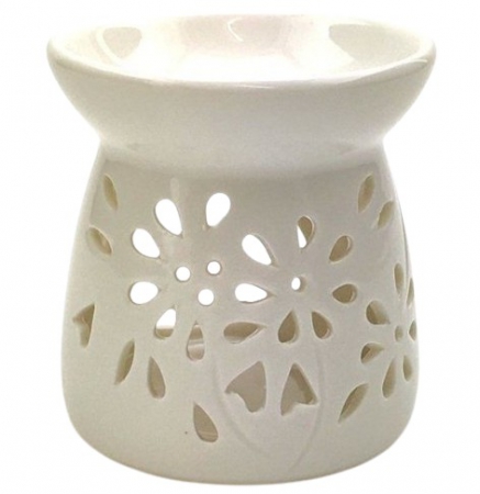 BURNER OIL CERAMIC FLOWER WHITE