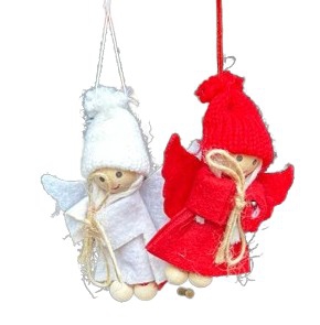 XMAS ANGELS RED & WHITE 2PC