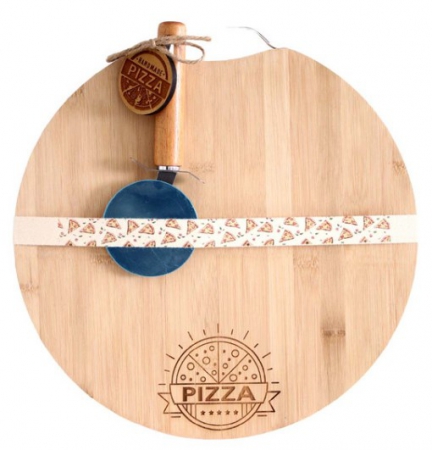 BOARD BAMBOO PIZZA WITH PIZZA STARS
