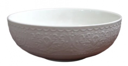 BOWL EMBOSSED MEDIUM WHITE 20.5X20.5X7.5