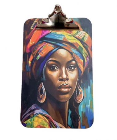 CLIP BOARD STATIONARY AFRICAN LADY ART
