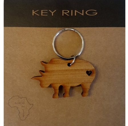 KEY RING RHINO WOOD