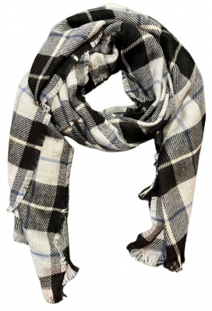 SCARF BLANKET CHECKED 75X200 SILVER GREY