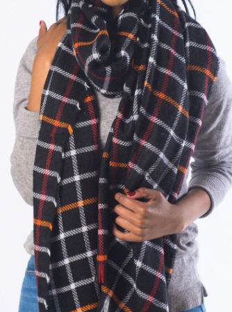 SCARF BLANKET TILES BLACK 75X200