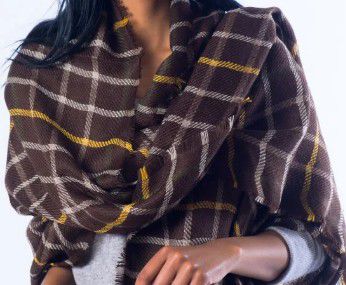 SCARF BLANKET TILES CHOCOLATE 75X200