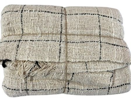 NATURAL/BLACK STRIPE THROW 185x130