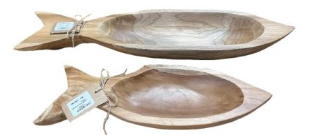 BOWL FISH TEAK NAT LARGE