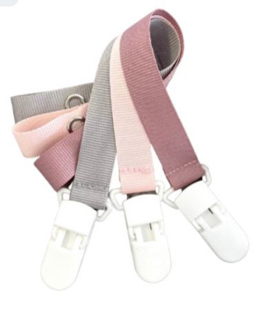 BABY DUMMY CLIP SET GREY, BLUSH & DUSTY PINK