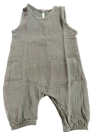 BABY ROMPER MUSLIN SAGE GREEN 0-3M