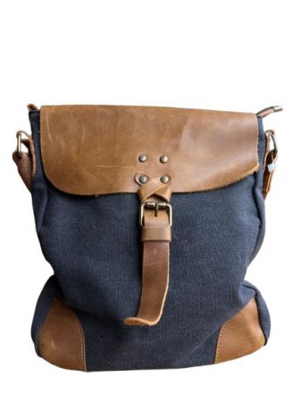 BAG CANVAS/LEATHER DETAILS BLACK