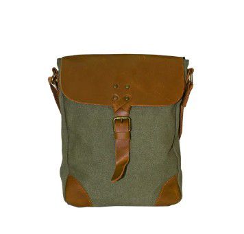 BAG CANVAS WITH LEATHER DETAILS GREEN