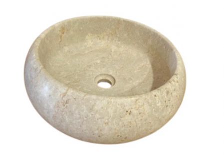 BASIN MARBLE WHITE RD ROSE 43 DIAx15CM H
