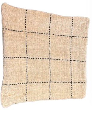 CUSHION NATURAL SQUARES WITH BLACK STRIPE W/INNER