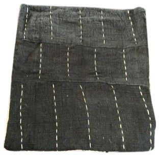 CUSHION BLACK WITH NATURAL UNEVEN STRIPE W/INNER