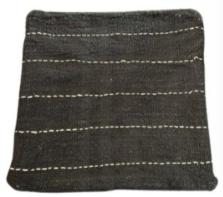 CUSHION BLACK WITH NATURAL STRIPE W/INNER