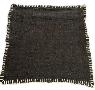 CUSHION BLACK WITH NATURAL SIDE STITCHING W/INNER