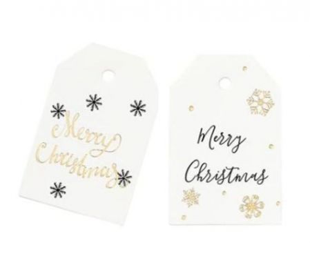 GIFT TAG CHRISTMAS WHITE, GOLD & BLACK