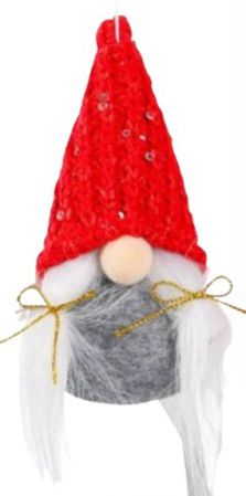 PENDANT GNOME MRS CLAUS HAT RED