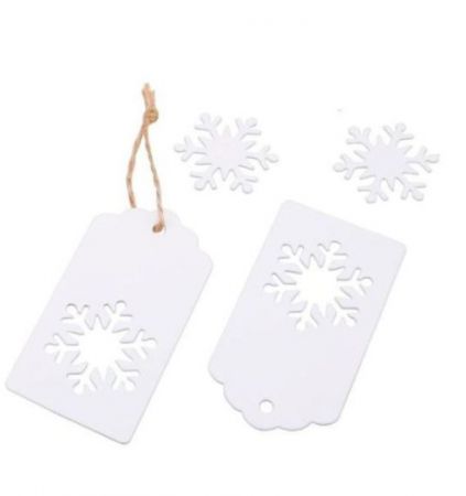 GIFT TAG CHRISTMAS SNOWFLAKE WHITE