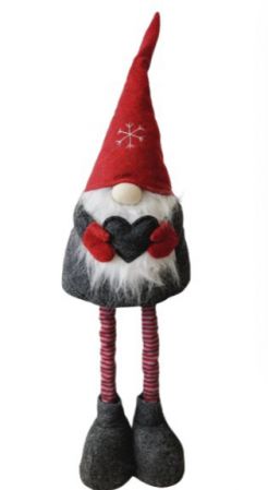 GNOME BOY WITH GREY HEART & EXTENDABLE LEGS 72CM