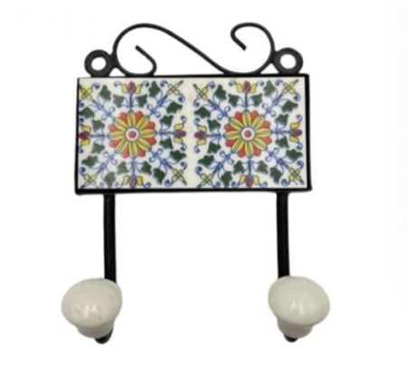 HANGER TILE WHITE MIX 2 HOOKS 5x5