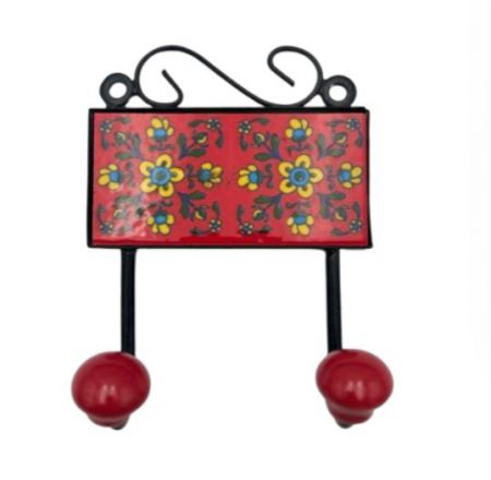 HANGER TILE RED 2 HOOKS 5X5