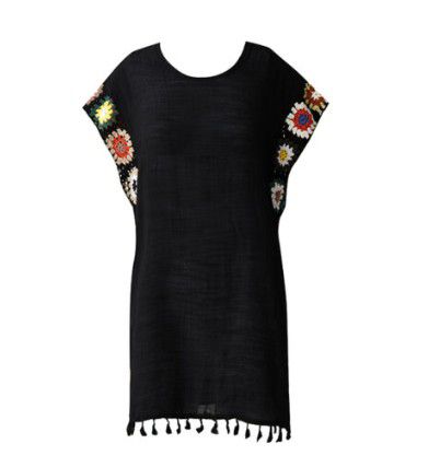 TOP COVER UP BLACK CROCHET
