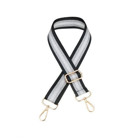 STRAP BAG STRIPE METALLIC BLACK & SILVER