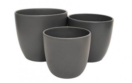 PLANTER ROUND DARK GRAY MATT SMALL