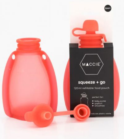 BABY FOOD POUCH SQUEEZE & GO RASPBERRY PINK