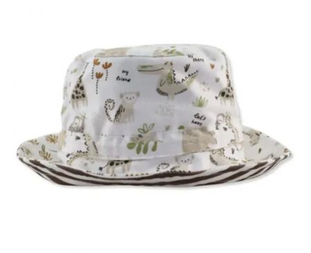 BABY BUCKET HAT HI THERE WHITE 0-12M