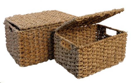 BASKET SEAGRASS BOX W/LID M 33X25X21