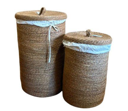 BASKET LAUNDRY BANANA LEAF W/LID M 38X38X55