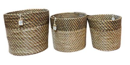 BASKET RATTAN BLACK & WHITE MENDONG L 45X40