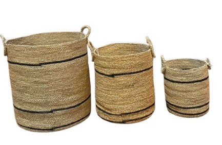 BASKET SEAGRASS TUSK NAT/BLACK S 25X30