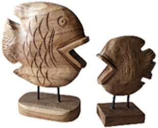 DECOR FISH TEAK ROUND SMALL 20X10X27