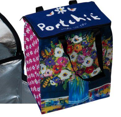 BAG COOLER FLOWERS IN BLUE VASE