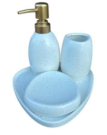 WASH SET 4 SPECKLED WHITE