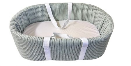 BABY CARRY COT CORDUROY DUCK EGG 720X400X260