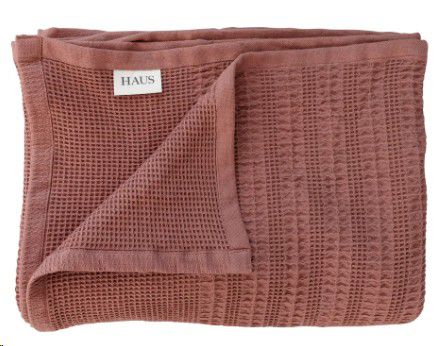 THROW FLORENTINE WAFFLE ROSE CLAY 260X200